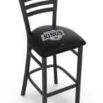 Los Angeles Kings 30-Inch Stationary Bar Stool w/ Black Wrinkle Finish, Ladder Back, 2.5-Inch Cushion Seat