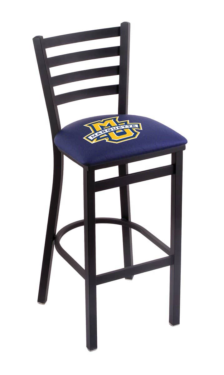 Marquette University 25-Inch Stationary Counter Stool w/ Black Wrinkle Finish, Ladder Back, 2.5-Inch Cushion Seat 1 Marquette University 25-Inch Stationary Counter Stool w/ Black Wrinkle Finish, Ladder Back, 2.5-Inch Cushion Seat