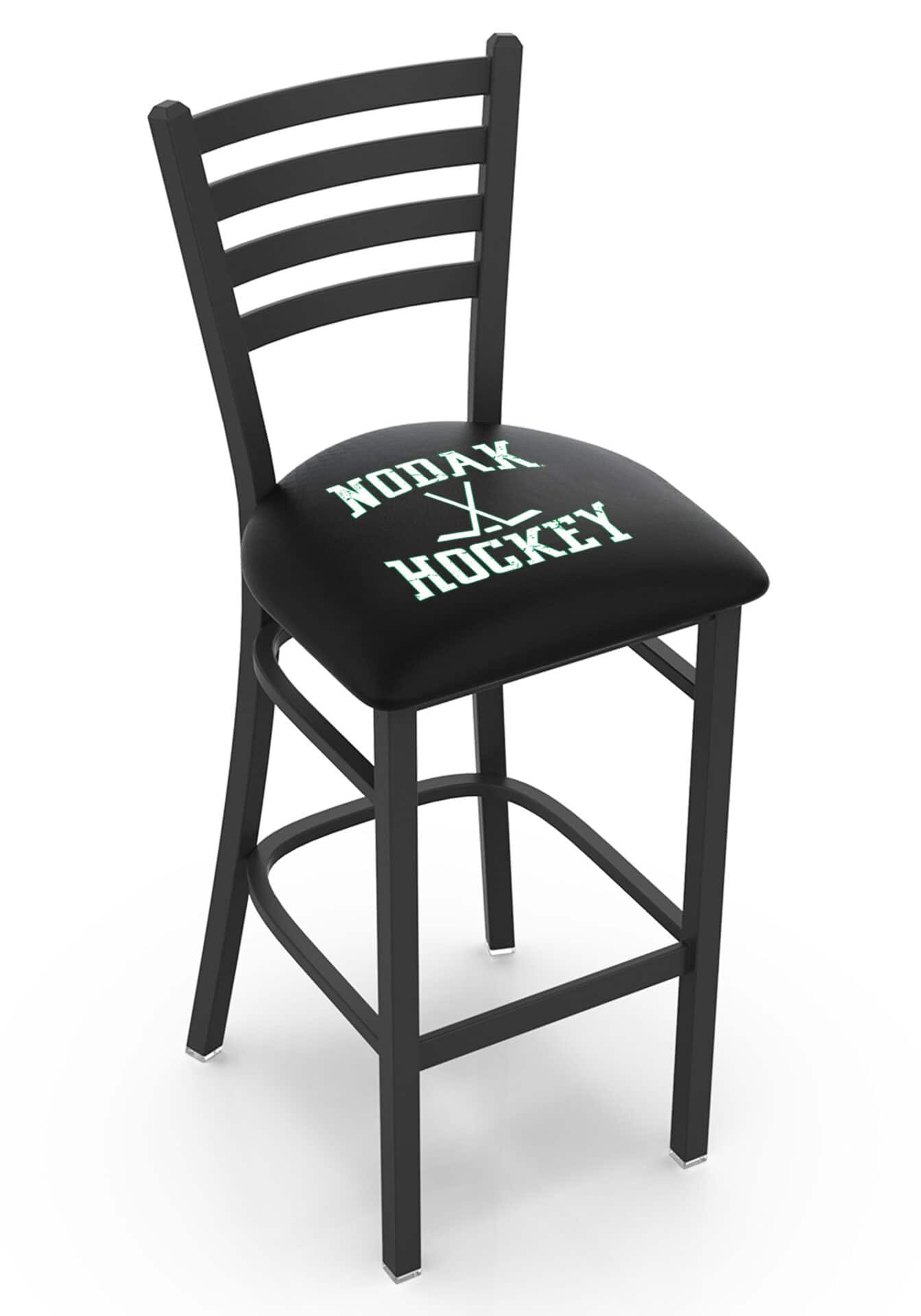 University of North Dakota (Hockey) 25-Inch Stationary Counter Stool w/ Black Wrinkle Finish, Ladder Back, 2.5-Inch Cushion Seat 1 University of North Dakota (Hockey) 25-Inch Stationary Counter Stool w/ Black Wrinkle Finish, Ladder Back, 2.5-Inch Cushion Seat