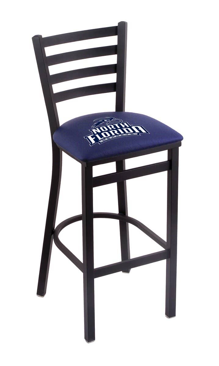 University of North Florida 25-Inch Stationary Counter Stool w/ Black Wrinkle Finish, Ladder Back, 2.5-Inch Cushion Seat 1 University of North Florida 25-Inch Stationary Counter Stool w/ Black Wrinkle Finish, Ladder Back, 2.5-Inch Cushion Seat
