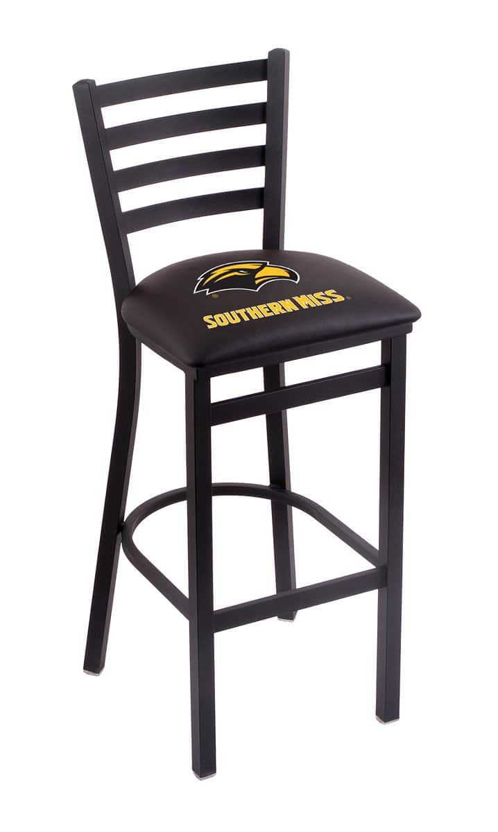 University of Southern Mississippi 25-Inch Stationary Counter Stool w/ Black Wrinkle Finish, Ladder Back, 2.5-Inch Cushion Seat 1 University of Southern Mississippi 25-Inch Stationary Counter Stool w/ Black Wrinkle Finish, Ladder Back, 2.5-Inch Cushion Seat