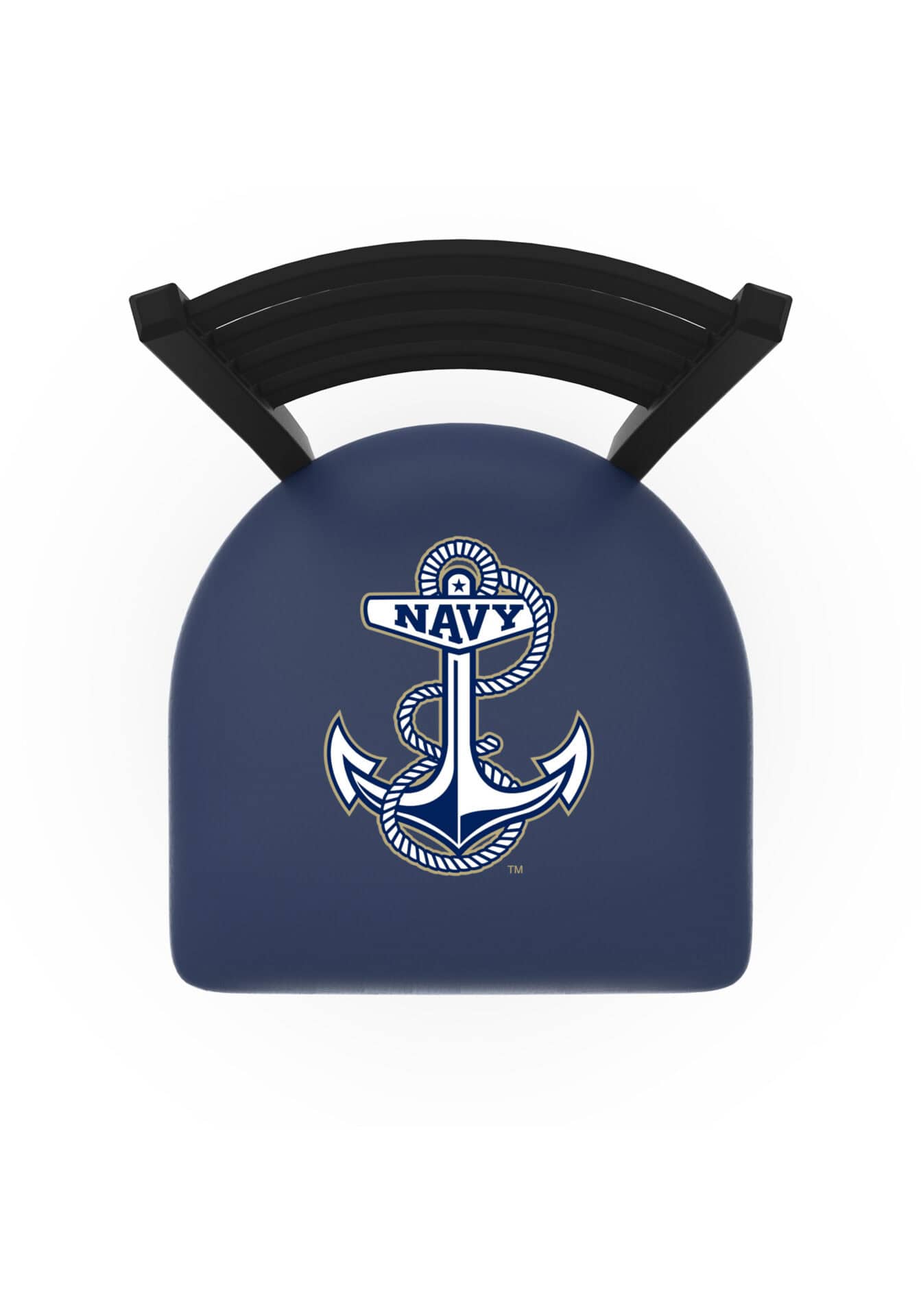US Naval Academy 25-Inch Stationary Counter Stool w/ Black Wrinkle Finish, Ladder Back, 2.5-Inch Cushion Seat 2 US Naval Academy 25-Inch Stationary Counter Stool w/ Black Wrinkle Finish, Ladder Back, 2.5-Inch Cushion Seat - Image 2