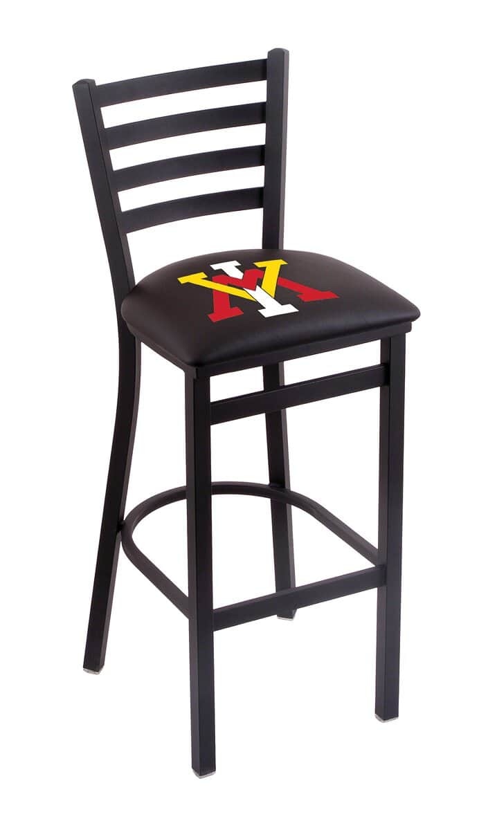 Virginia Military Institute 25-Inch Stationary Counter Stool w/ Black Wrinkle Finish, Ladder Back, 2.5-Inch Cushion Seat 1 Virginia Military Institute 25-Inch Stationary Counter Stool w/ Black Wrinkle Finish, Ladder Back, 2.5-Inch Cushion Seat