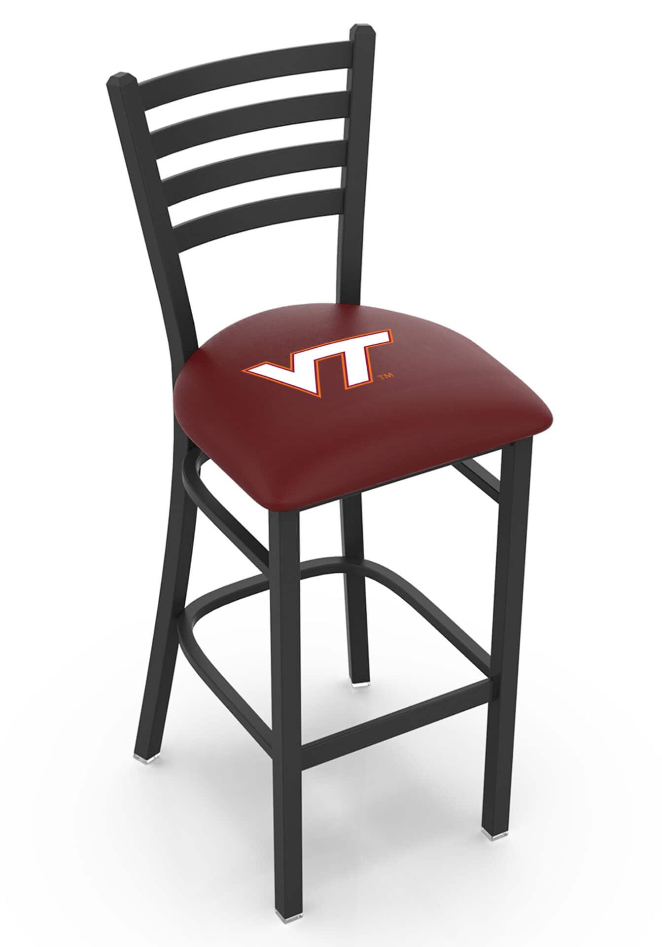 Virginia Tech University 25-Inch Stationary Counter Stool w/ Black Wrinkle Finish, Ladder Back, 2.5-Inch Cushion Seat 1 Virginia Tech University 25-Inch Stationary Counter Stool w/ Black Wrinkle Finish, Ladder Back, 2.5-Inch Cushion Seat