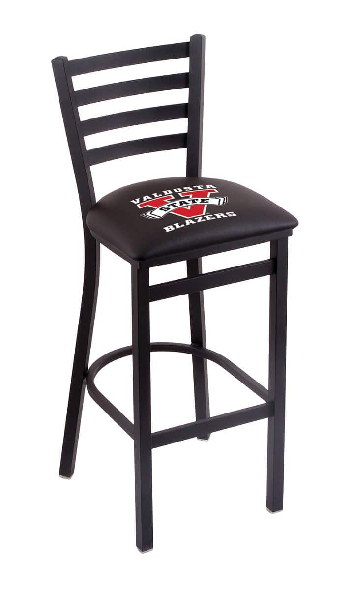 Valdosta State University 25-Inch Stationary Counter Stool w/ Black Wrinkle Finish, Ladder Back, 2.5-Inch Cushion Seat 1 Valdosta State University 25-Inch Stationary Counter Stool w/ Black Wrinkle Finish, Ladder Back, 2.5-Inch Cushion Seat