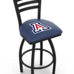 University of Arizona 36-Inch Swivel Extra Tall Bar Stool w/ Black Wrinkle Finish, Ladder Back, 2.5-Inch Cushion Seat