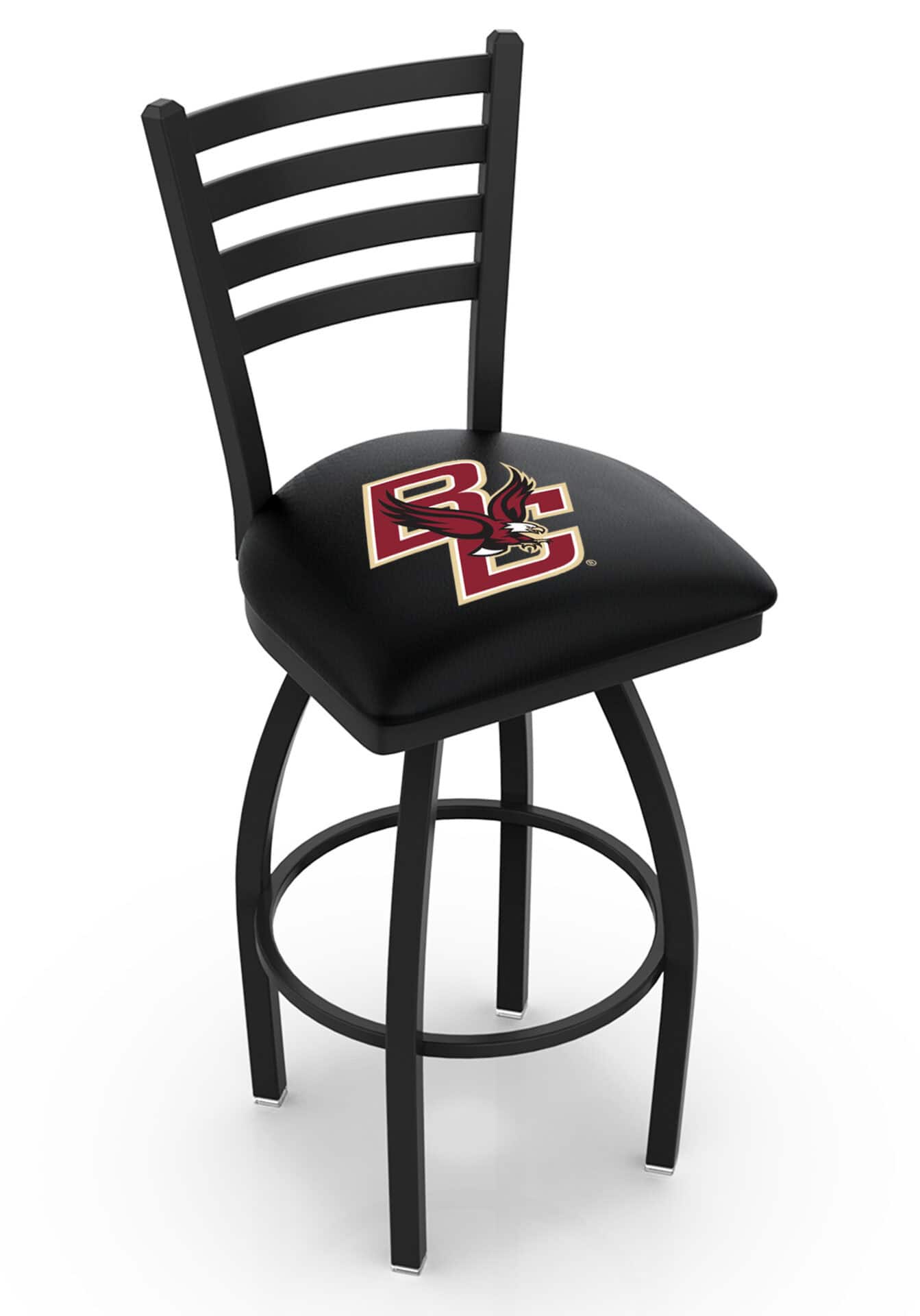 Boston College 25-Inch Swivel Counter Stool w/ Black Wrinkle Finish, Ladder Back, 2.5-Inch Cushion Seat 1 Boston College 25-Inch Swivel Counter Stool w/ Black Wrinkle Finish, Ladder Back, 2.5-Inch Cushion Seat