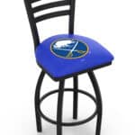 Buffalo Sabres 36-Inch Swivel Extra Tall Bar Stool w/ Black Wrinkle Finish, Ladder Back, 2.5-Inch Cushion Seat