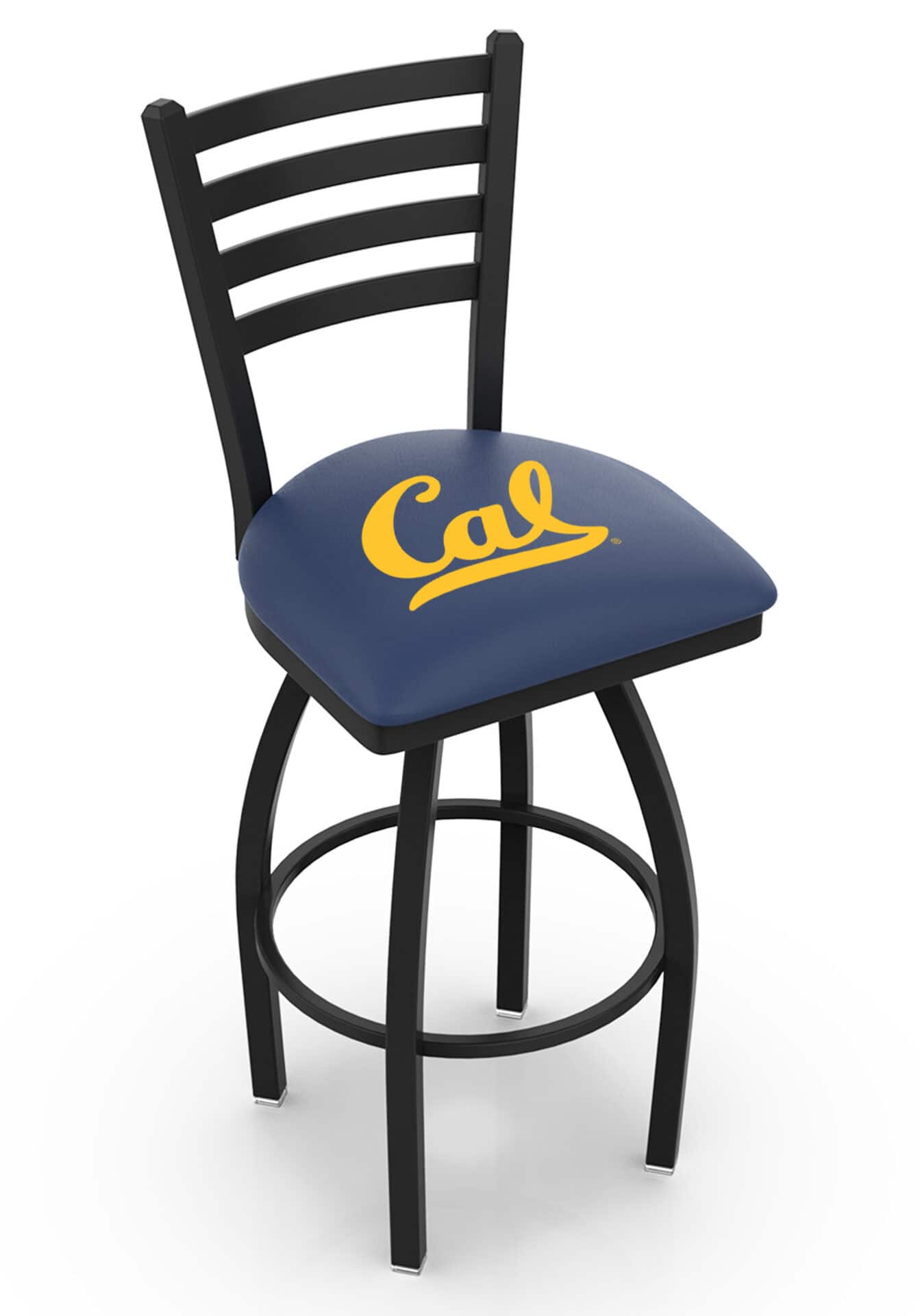 University of California 36-Inch Swivel Extra Tall Bar Stool w/ Black Wrinkle Finish, Ladder Back, 2.5-Inch Cushion Seat 1 University of California 36-Inch Swivel Extra Tall Bar Stool w/ Black Wrinkle Finish, Ladder Back, 2.5-Inch Cushion Seat
