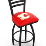 Calgary Flames 36-Inch Swivel Extra Tall Bar Stool w/ Black Wrinkle Finish, Ladder Back, 2.5-Inch Cushion Seat 3 Calgary Flames 36-Inch Swivel Extra Tall Bar Stool w/ Black Wrinkle Finish, Ladder Back, 2.5-Inch Cushion Seat