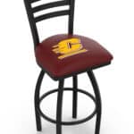 Central Michigan University 30-Inch Swivel Bar Stool w/ Black Wrinkle Finish, Ladder Back, 2.5-Inch Cushion Seat