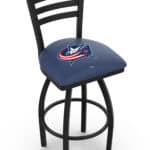 Columbus Blue Jackets 36-Inch Swivel Extra Tall Bar Stool w/ Black Wrinkle Finish, Ladder Back, 2.5-Inch Cushion Seat 3 Columbus Blue Jackets 36-Inch Swivel Extra Tall Bar Stool w/ Black Wrinkle Finish, Ladder Back, 2.5-Inch Cushion Seat