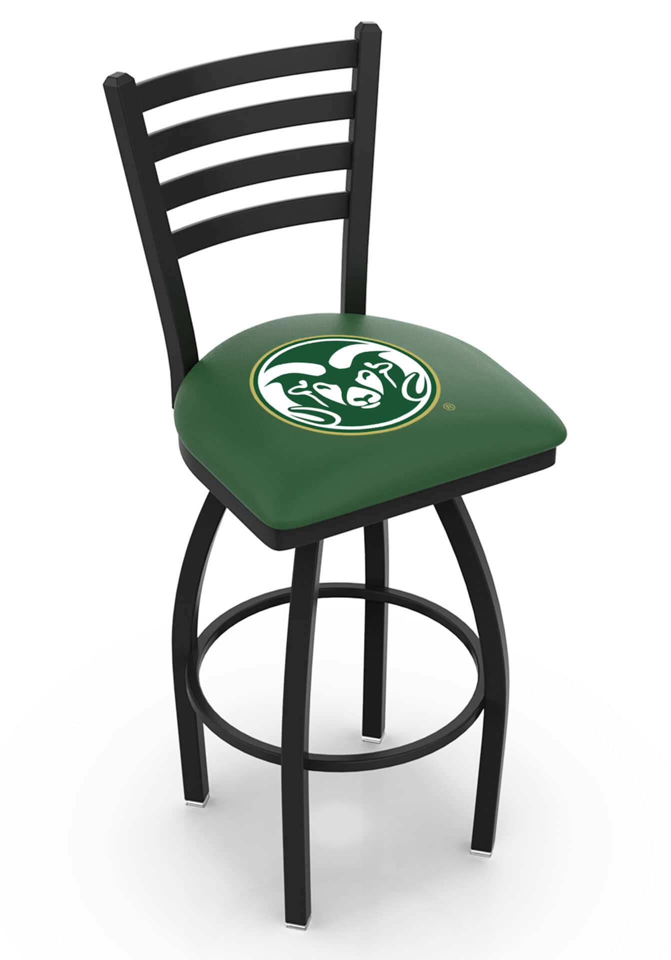 Colorado State University 25-Inch Swivel Counter Stool w/ Black Wrinkle Finish, Ladder Back, 2.5-Inch Cushion Seat 1 Colorado State University 25-Inch Swivel Counter Stool w/ Black Wrinkle Finish, Ladder Back, 2.5-Inch Cushion Seat