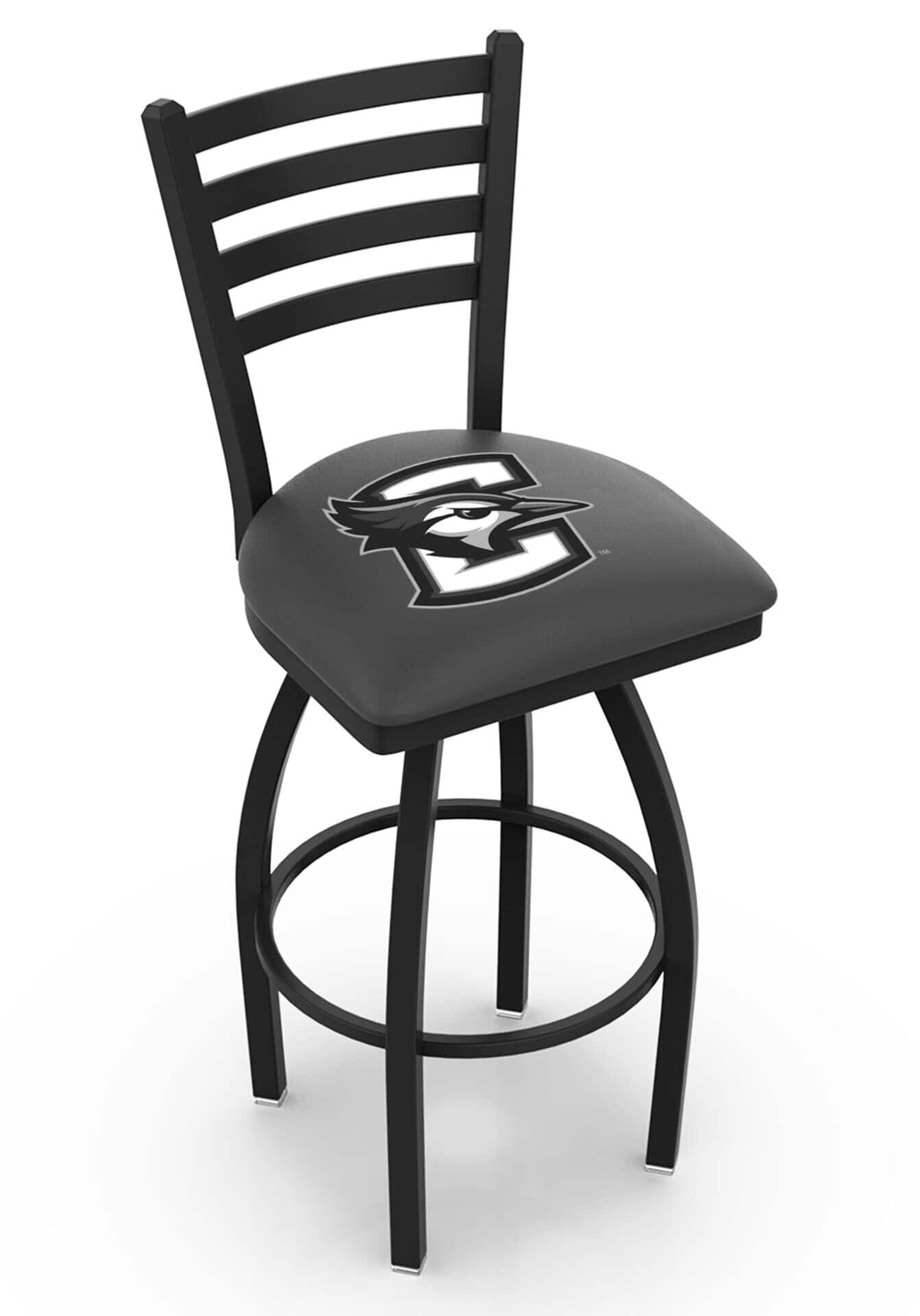 Creighton University 36-Inch Swivel Extra Tall Bar Stool w/ Black Wrinkle Finish, Ladder Back, 2.5-Inch Cushion Seat 1 Creighton University 36-Inch Swivel Extra Tall Bar Stool w/ Black Wrinkle Finish, Ladder Back, 2.5-Inch Cushion Seat
