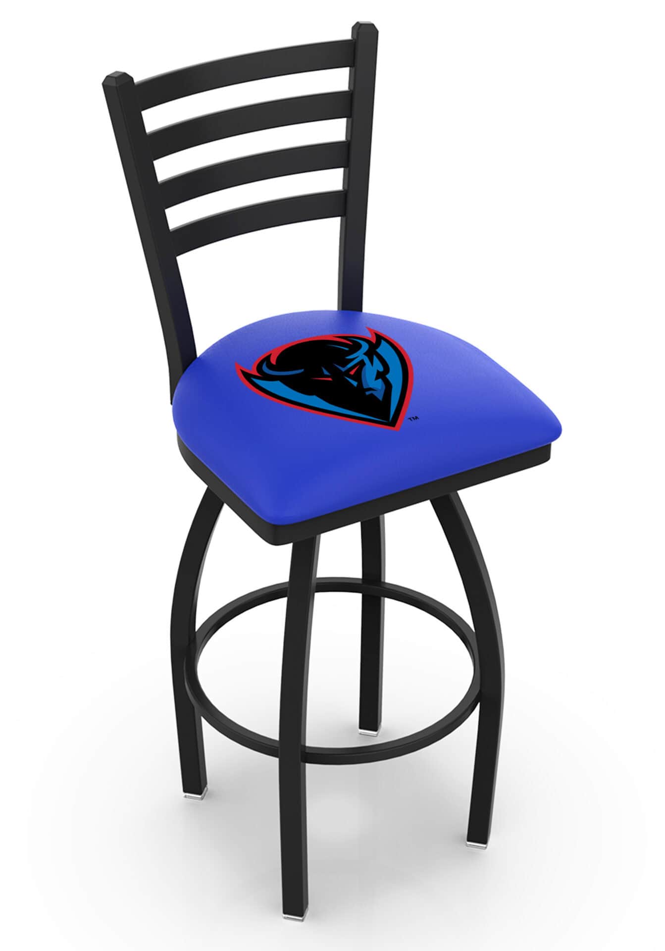 DePaul University 36-Inch Swivel Extra Tall Bar Stool w/ Black Wrinkle Finish, Ladder Back, 2.5-Inch Cushion Seat 1 DePaul University 36-Inch Swivel Extra Tall Bar Stool w/ Black Wrinkle Finish, Ladder Back, 2.5-Inch Cushion Seat