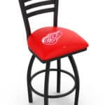 Detroit Red Wings 36-Inch Swivel Extra Tall Bar Stool w/ Black Wrinkle Finish, Ladder Back, 2.5-Inch Cushion Seat 3 Detroit Red Wings 36-Inch Swivel Extra Tall Bar Stool w/ Black Wrinkle Finish, Ladder Back, 2.5-Inch Cushion Seat