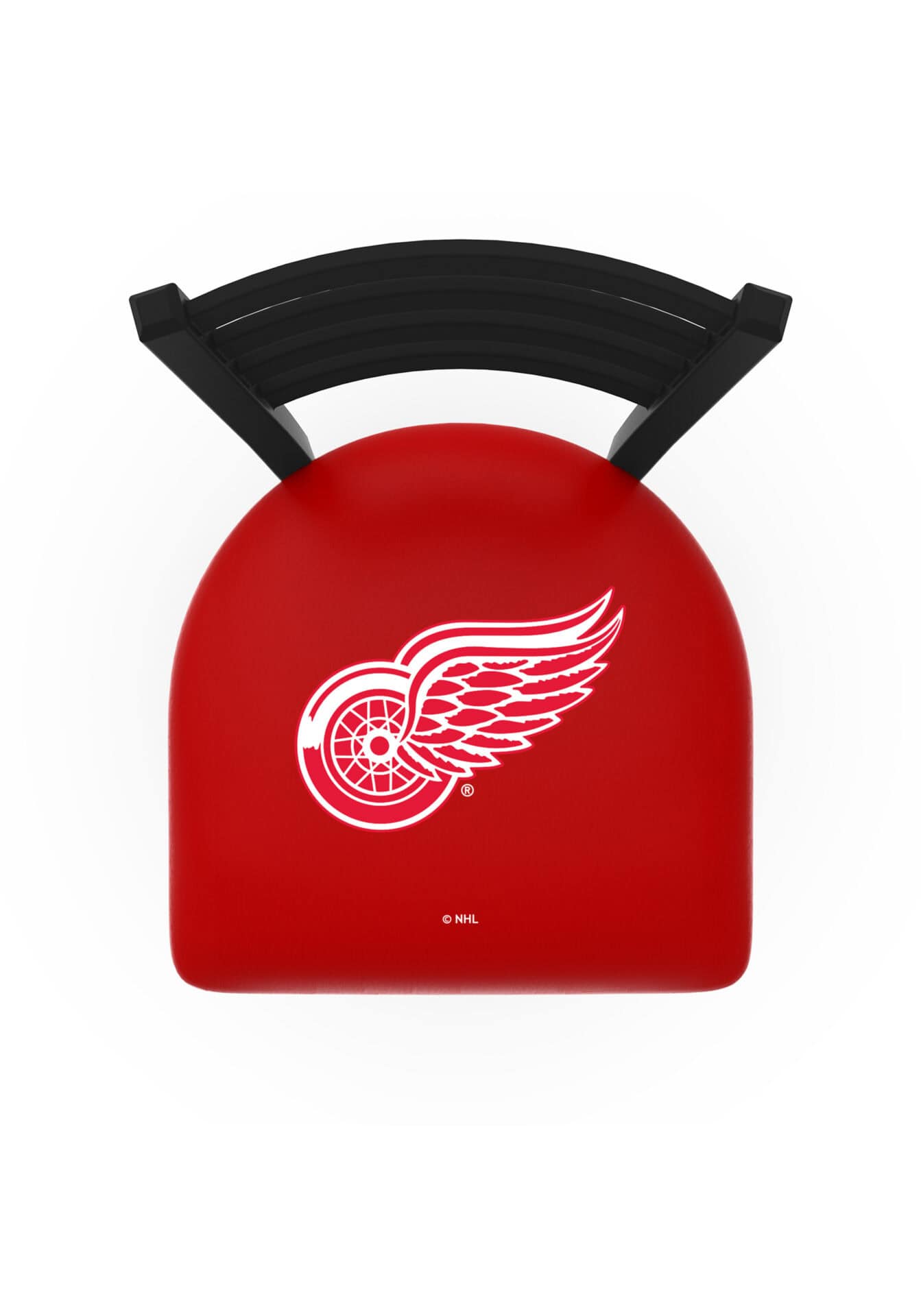 Detroit Red Wings 36-Inch Swivel Extra Tall Bar Stool w/ Black Wrinkle Finish, Ladder Back, 2.5-Inch Cushion Seat 2 Detroit Red Wings 36-Inch Swivel Extra Tall Bar Stool w/ Black Wrinkle Finish, Ladder Back, 2.5-Inch Cushion Seat - Image 2