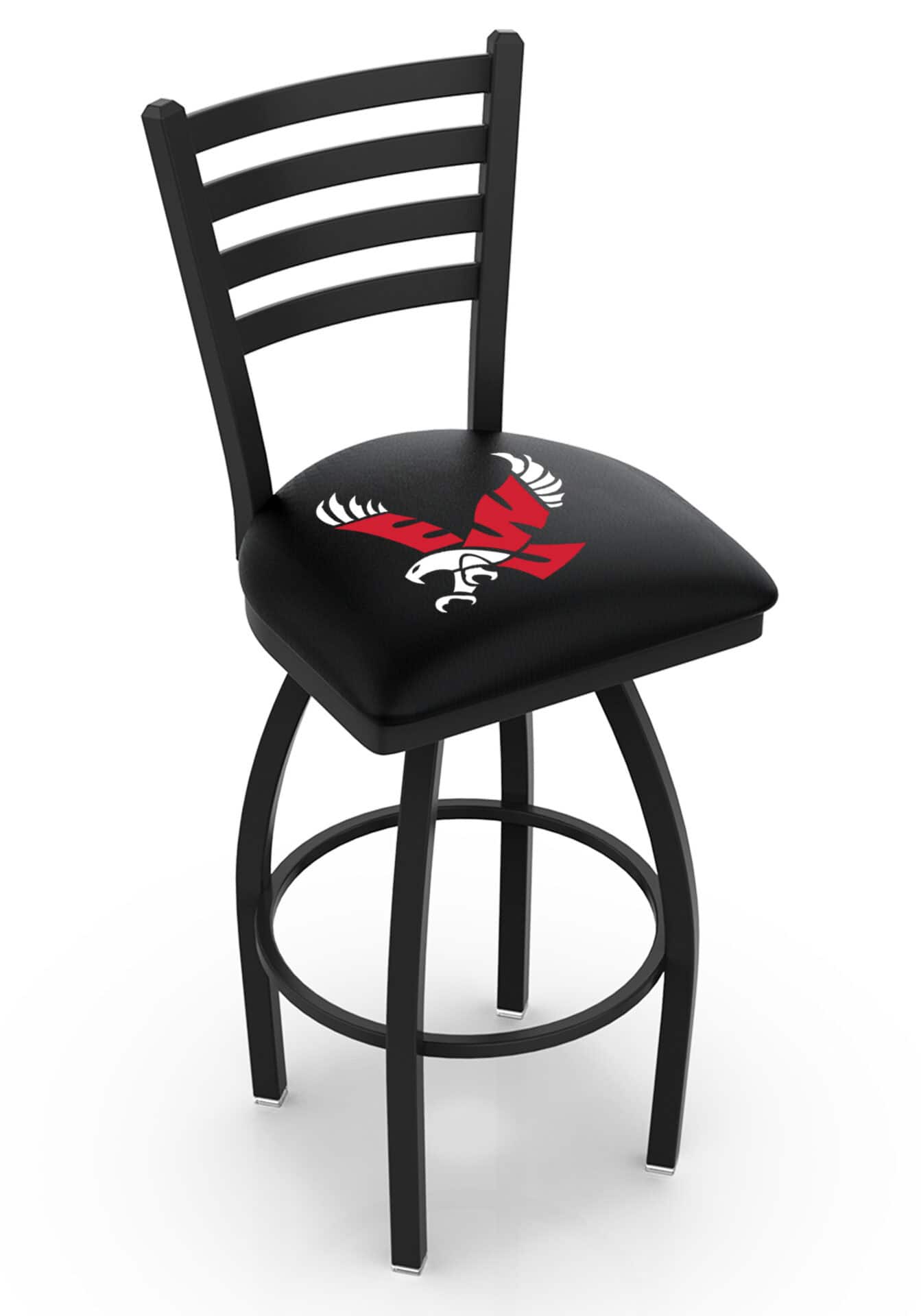 Eastern Washington University 36-Inch Swivel Extra Tall Bar Stool w/ Black Wrinkle Finish, Ladder Back, 2.5-Inch Cushion Seat 1 Eastern Washington University 36-Inch Swivel Extra Tall Bar Stool w/ Black Wrinkle Finish, Ladder Back, 2.5-Inch Cushion Seat