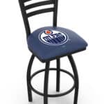 Edmonton Oilers 36-Inch Swivel Extra Tall Bar Stool w/ Black Wrinkle Finish, Ladder Back, 2.5-Inch Cushion Seat 3 Edmonton Oilers 36-Inch Swivel Extra Tall Bar Stool w/ Black Wrinkle Finish, Ladder Back, 2.5-Inch Cushion Seat