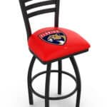 Florida Panthers 36-Inch Swivel Extra Tall Bar Stool w/ Black Wrinkle Finish, Ladder Back, 2.5-Inch Cushion Seat 3 Florida Panthers 36-Inch Swivel Extra Tall Bar Stool w/ Black Wrinkle Finish, Ladder Back, 2.5-Inch Cushion Seat