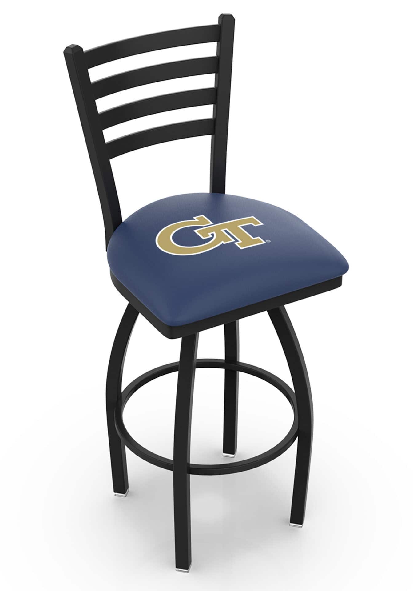 Georgia Tech 36-Inch Swivel Extra Tall Bar Stool w/ Black Wrinkle Finish, Ladder Back, 2.5-Inch Cushion Seat 1 Georgia Tech 36-Inch Swivel Extra Tall Bar Stool w/ Black Wrinkle Finish, Ladder Back, 2.5-Inch Cushion Seat