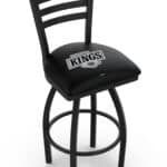 Los Angeles Kings 36-Inch Swivel Extra Tall Bar Stool w/ Black Wrinkle Finish, Ladder Back, 2.5-Inch Cushion Seat