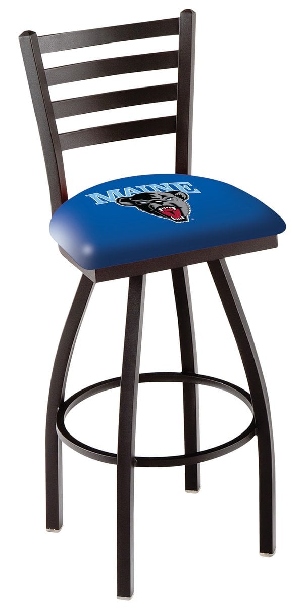 University of Maine 36-Inch Swivel Extra Tall Bar Stool w/ Black Wrinkle Finish, Ladder Back, 2.5-Inch Cushion Seat 1 University of Maine 36-Inch Swivel Extra Tall Bar Stool w/ Black Wrinkle Finish, Ladder Back, 2.5-Inch Cushion Seat