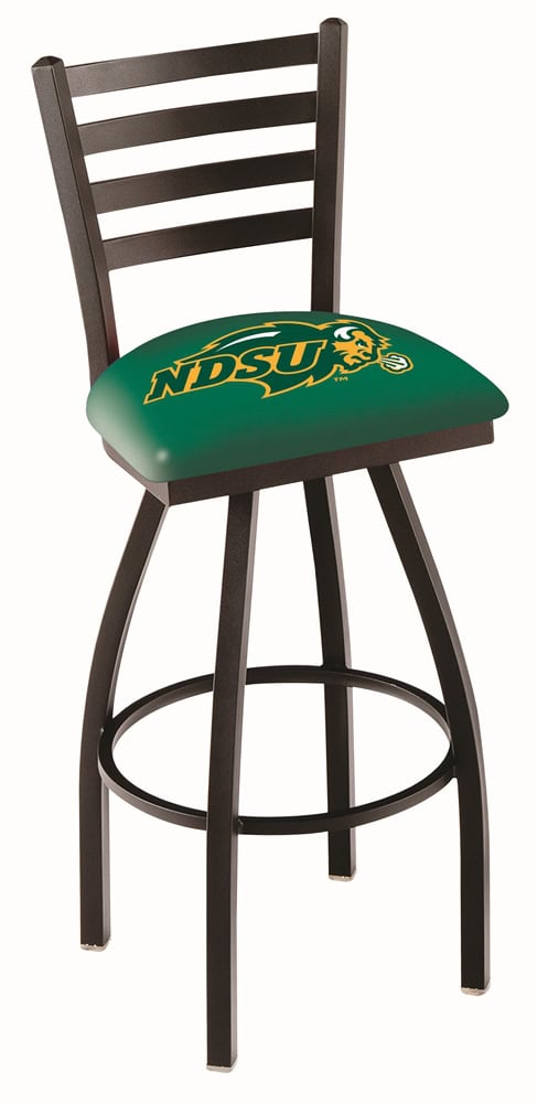 North Dakota State University 36-Inch Swivel Extra Tall Bar Stool w/ Black Wrinkle Finish, Ladder Back, 2.5-Inch Cushion Seat (Green) 1 North Dakota State University 36-Inch Swivel Extra Tall Bar Stool w/ Black Wrinkle Finish, Ladder Back, 2.5-Inch Cushion Seat (Green)