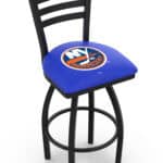 New York Islanders 36-Inch Swivel Extra Tall Bar Stool w/ Black Wrinkle Finish, Ladder Back, 2.5-Inch Cushion Seat 3 New York Islanders 36-Inch Swivel Extra Tall Bar Stool w/ Black Wrinkle Finish, Ladder Back, 2.5-Inch Cushion Seat