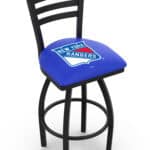 New York Rangers 36-Inch Swivel Extra Tall Bar Stool w/ Black Wrinkle Finish, Ladder Back, 2.5-Inch Cushion Seat 3 New York Rangers 36-Inch Swivel Extra Tall Bar Stool w/ Black Wrinkle Finish, Ladder Back, 2.5-Inch Cushion Seat