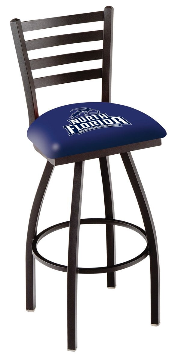 University of North Florida 36-Inch Swivel Extra Tall Bar Stool w/ Black Wrinkle Finish, Ladder Back, 2.5-Inch Cushion Seat 1 University of North Florida 36-Inch Swivel Extra Tall Bar Stool w/ Black Wrinkle Finish, Ladder Back, 2.5-Inch Cushion Seat
