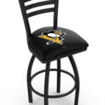 Pittsburgh Penguins 36-Inch Swivel Extra Tall Bar Stool w/ Black Wrinkle Finish, Ladder Back, 2.5-Inch Cushion Seat 3 Pittsburgh Penguins 36-Inch Swivel Extra Tall Bar Stool w/ Black Wrinkle Finish, Ladder Back, 2.5-Inch Cushion Seat