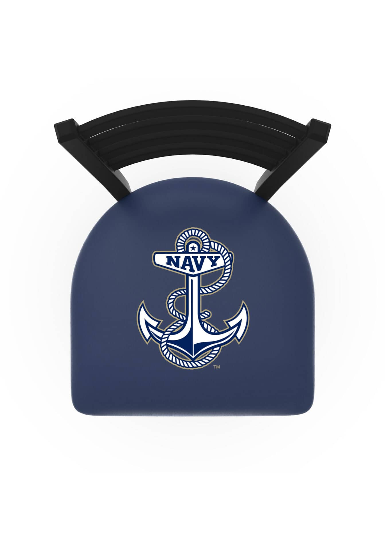 US Naval Academy 25-Inch Swivel Counter Stool w/ Black Wrinkle Finish, Ladder Back, 2.5-Inch Cushion Seat 2 US Naval Academy 25-Inch Swivel Counter Stool w/ Black Wrinkle Finish, Ladder Back, 2.5-Inch Cushion Seat - Image 2