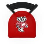 University of Wisconsin 25-Inch Swivel Counter Stool w/ Black Wrinkle Finish, Ladder Back, 2.5-Inch Cushion Seat (Badger Logo)