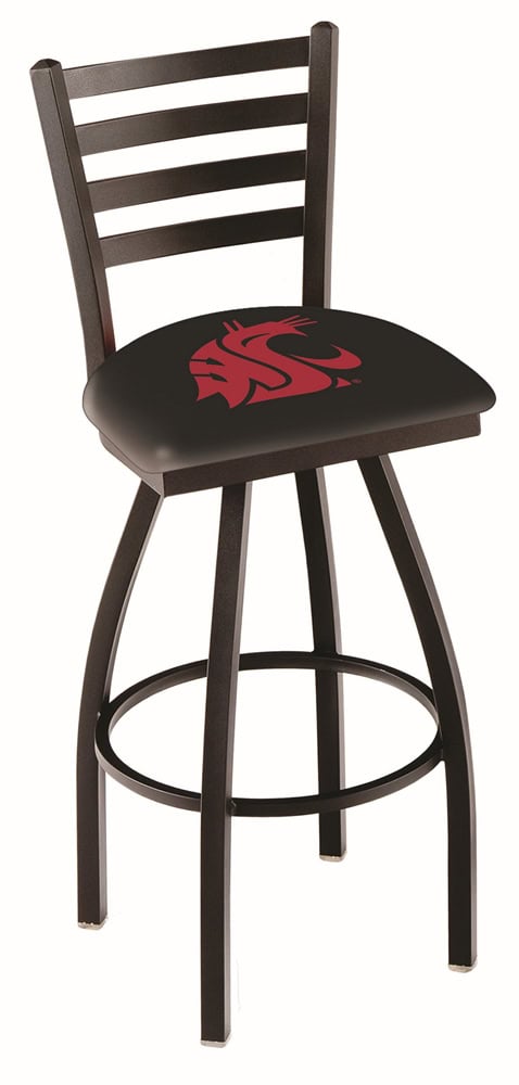 Washington State University 36-Inch Swivel Extra Tall Bar Stool w/ Black Wrinkle Finish, Ladder Back, 2.5-Inch Cushion Seat 1 Washington State University 36-Inch Swivel Extra Tall Bar Stool w/ Black Wrinkle Finish, Ladder Back, 2.5-Inch Cushion Seat