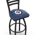 Winnipeg Jets 25-Inch Swivel Counter Stool w/ Black Wrinkle Finish, Ladder Back, 2.5-Inch Cushion Seat 3 Winnipeg Jets 25-Inch Swivel Counter Stool w/ Black Wrinkle Finish, Ladder Back, 2.5-Inch Cushion Seat
