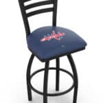 Washington Capitals 36-Inch Swivel Extra Tall Bar Stool w/ Black Wrinkle Finish, Ladder Back, 2.5-Inch Cushion Seat
