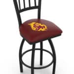 Arizona State University 25-Inch Swivel Counter Stool w/ Black Wrinkle Finish, Jailhouse Back, 2.5-Inch Cushion Seat (Sparky Logo) 3 Arizona State University 25-Inch Swivel Counter Stool w/ Black Wrinkle Finish, Jailhouse Back, 2.5-Inch Cushion Seat (Sparky Logo)