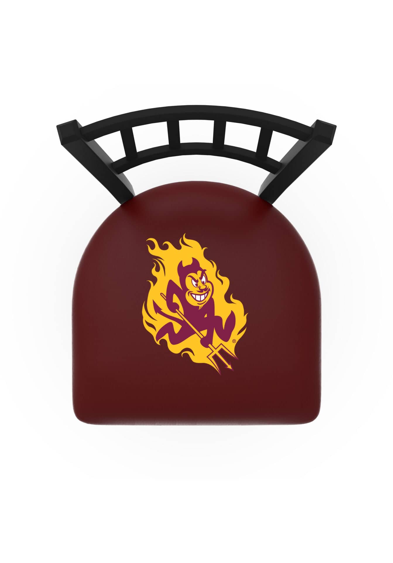 Arizona State University 25-Inch Swivel Counter Stool w/ Black Wrinkle Finish, Jailhouse Back, 2.5-Inch Cushion Seat (Sparky Logo) 2 Arizona State University 25-Inch Swivel Counter Stool w/ Black Wrinkle Finish, Jailhouse Back, 2.5-Inch Cushion Seat (Sparky Logo) - Image 2