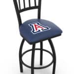 University of Arizona 36-Inch Swivel Extra Tall Bar Stool w/ Black Wrinkle Finish, Jailhouse Back, 2.5-Inch Cushion Seat