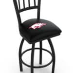 University of Arkansas 36-Inch Swivel Extra Tall Bar Stool w/ Black Wrinkle Finish, Jailhouse Back, 2.5-Inch Cushion Seat