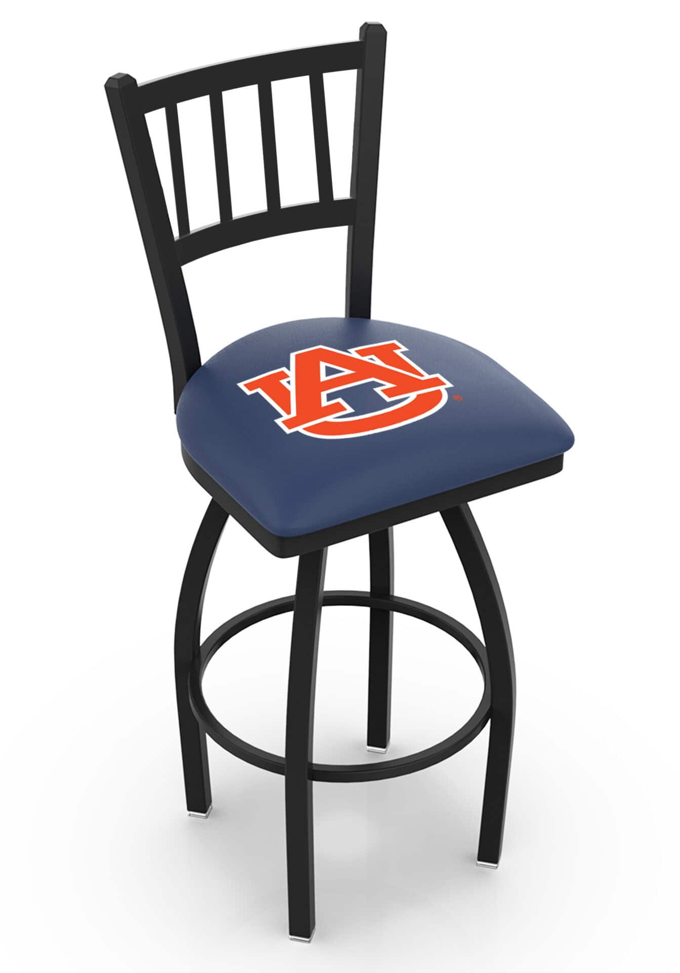 Auburn University 25-Inch Swivel Counter Stool w/ Black Wrinkle Finish, Jailhouse Back, 2.5-Inch Cushion Seat 1 Auburn University 25-Inch Swivel Counter Stool w/ Black Wrinkle Finish, Jailhouse Back, 2.5-Inch Cushion Seat