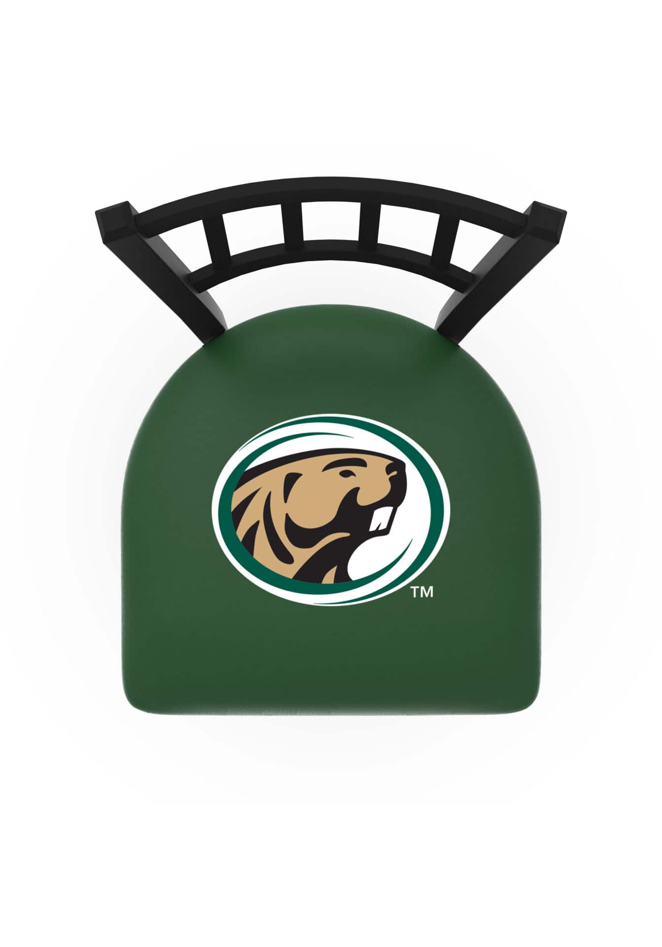 Bemidji State University 30-Inch Swivel Bar Stool w/ Black Wrinkle Finish, Jailhouse Back, 2.5-Inch Cushion Seat 2 Bemidji State University 30-Inch Swivel Bar Stool w/ Black Wrinkle Finish, Jailhouse Back, 2.5-Inch Cushion Seat - Image 2