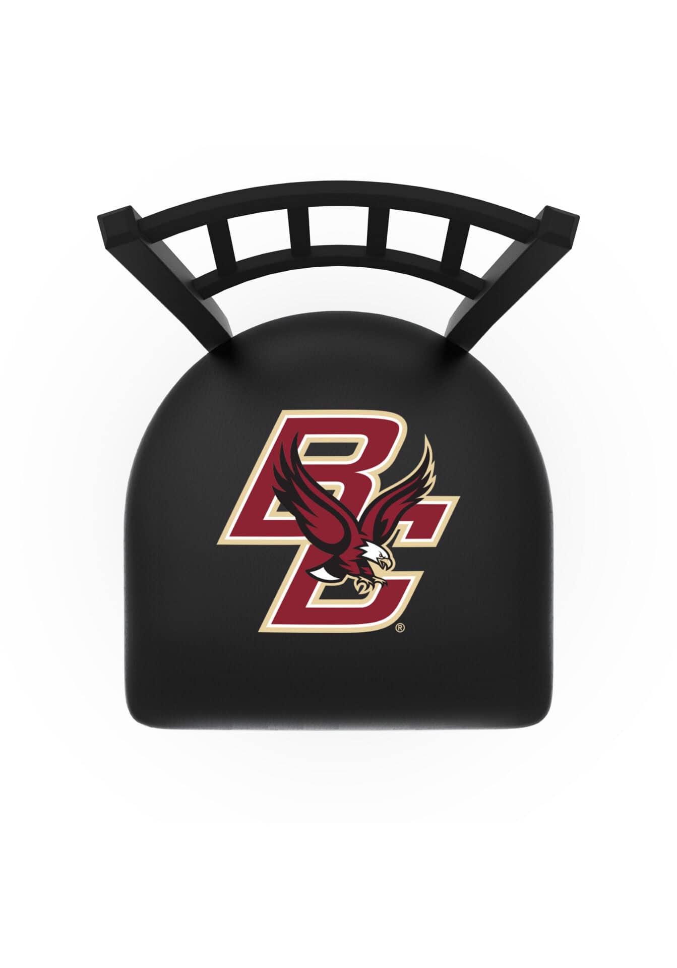 Boston College 25-Inch Swivel Counter Stool w/ Black Wrinkle Finish, Jailhouse Back, 2.5-Inch Cushion Seat 2 Boston College 25-Inch Swivel Counter Stool w/ Black Wrinkle Finish, Jailhouse Back, 2.5-Inch Cushion Seat - Image 2