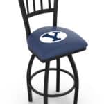 Brigham Young University 25-Inch Swivel Counter Stool w/ Black Wrinkle Finish, Jailhouse Back, 2.5-Inch Cushion Seat 3 Brigham Young University 25-Inch Swivel Counter Stool w/ Black Wrinkle Finish, Jailhouse Back, 2.5-Inch Cushion Seat