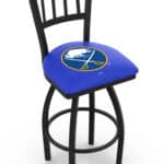 Buffalo Sabres 36-Inch Swivel Extra Tall Bar Stool w/ Black Wrinkle Finish, Jailhouse Back, 2.5-Inch Cushion Seat