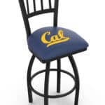 University of California 36-Inch Swivel Extra Tall Bar Stool w/ Black Wrinkle Finish, Jailhouse Back, 2.5-Inch Cushion Seat 3 University of California 36-Inch Swivel Extra Tall Bar Stool w/ Black Wrinkle Finish, Jailhouse Back, 2.5-Inch Cushion Seat