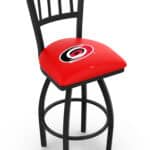 Carolina Hurricanes 36-Inch Swivel Extra Tall Bar Stool w/ Black Wrinkle Finish, Jailhouse Back, 2.5-Inch Cushion Seat 3 Carolina Hurricanes 36-Inch Swivel Extra Tall Bar Stool w/ Black Wrinkle Finish, Jailhouse Back, 2.5-Inch Cushion Seat