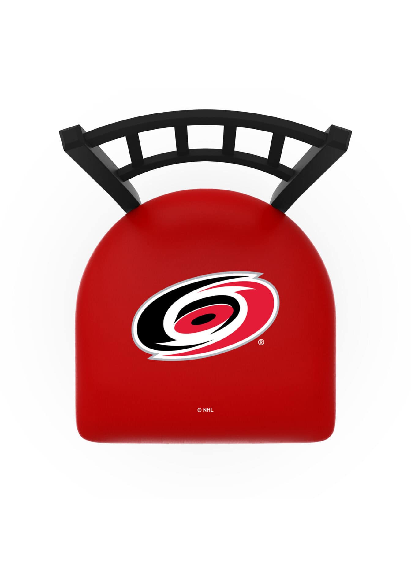 Carolina Hurricanes 36-Inch Swivel Extra Tall Bar Stool w/ Black Wrinkle Finish, Jailhouse Back, 2.5-Inch Cushion Seat 2 Carolina Hurricanes 36-Inch Swivel Extra Tall Bar Stool w/ Black Wrinkle Finish, Jailhouse Back, 2.5-Inch Cushion Seat - Image 2