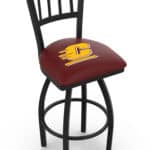 Central Michigan University 25-Inch Swivel Counter Stool w/ Black Wrinkle Finish, Jailhouse Back, 2.5-Inch Cushion Seat